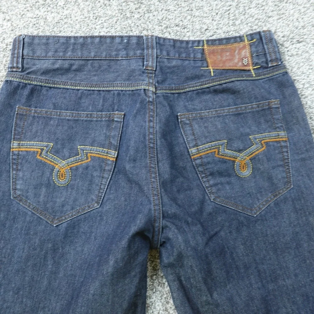 Ecko Unltd Jeans Mens 38X32 Dark Blue Denim Pants Wide Leg Baggy Hip Hop Y2K 00s